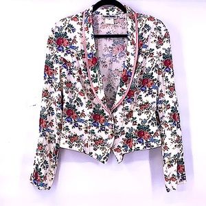 Vintage 90s floral blazer white pink blue size medium